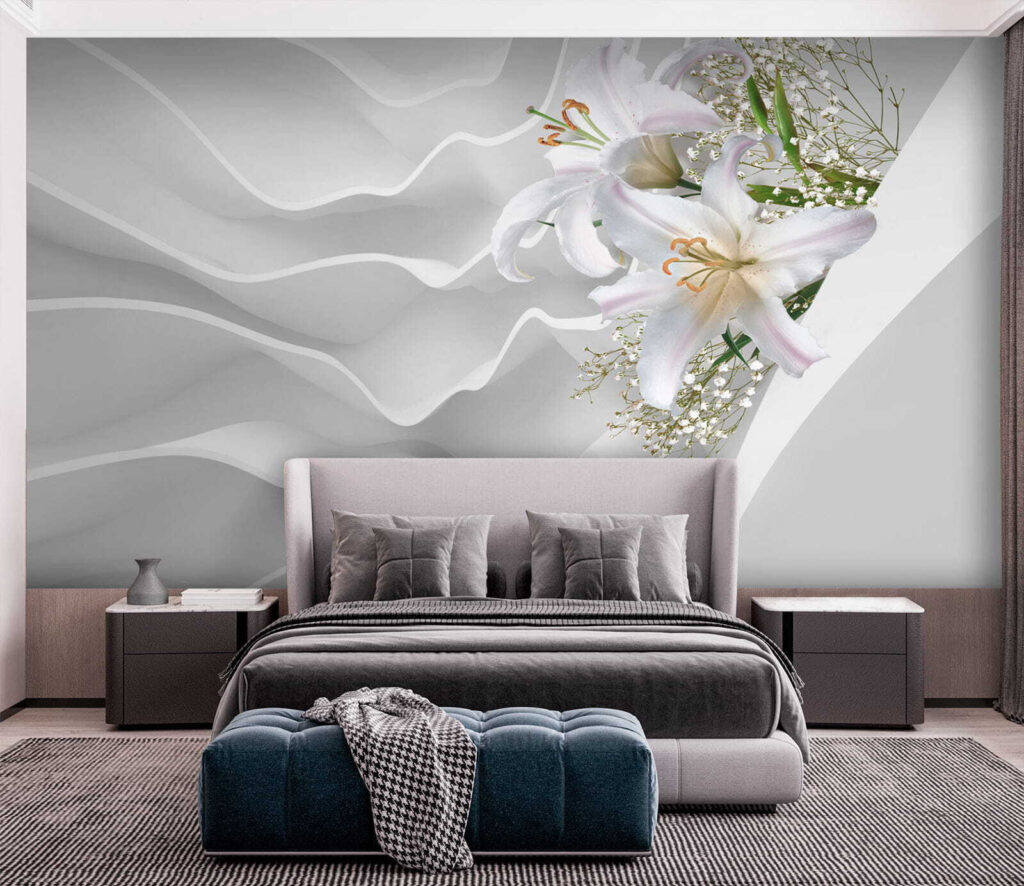 Lys et vagues blanches dans un intérieur