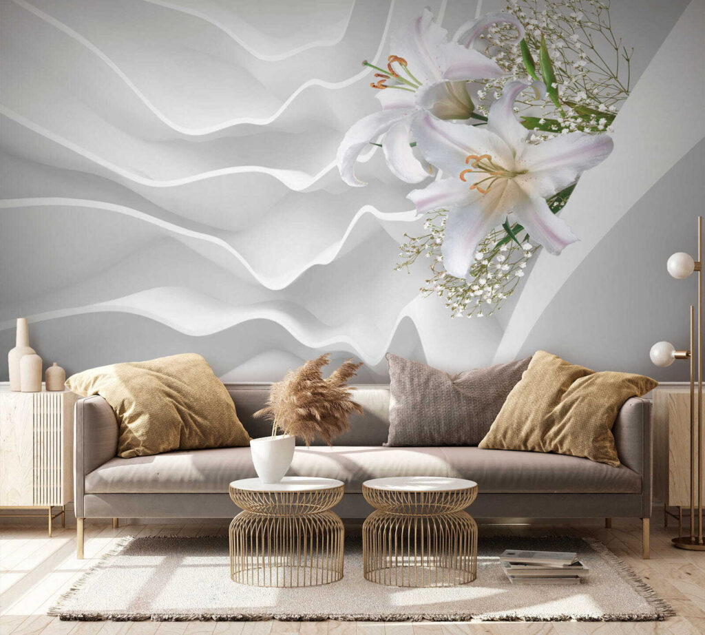 Lys et vagues blanches dans un intérieur