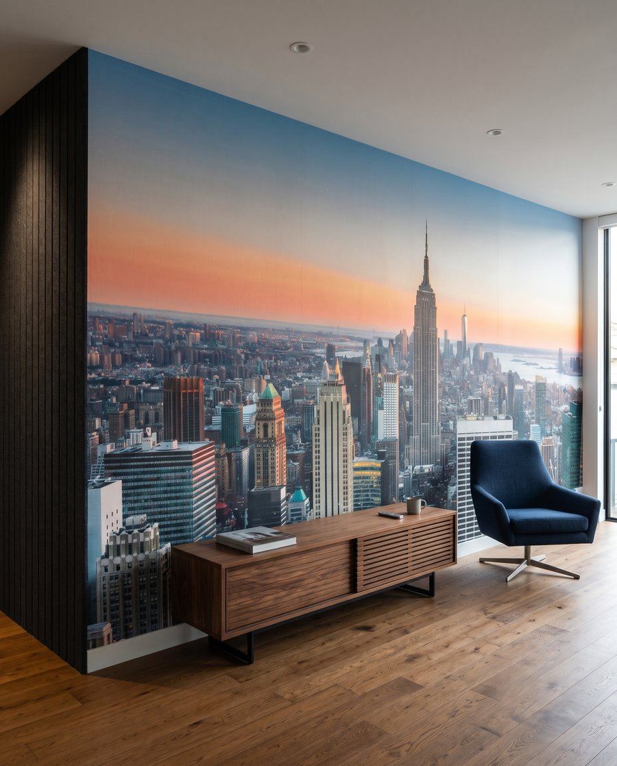New York au crépuscule dans un intérieur