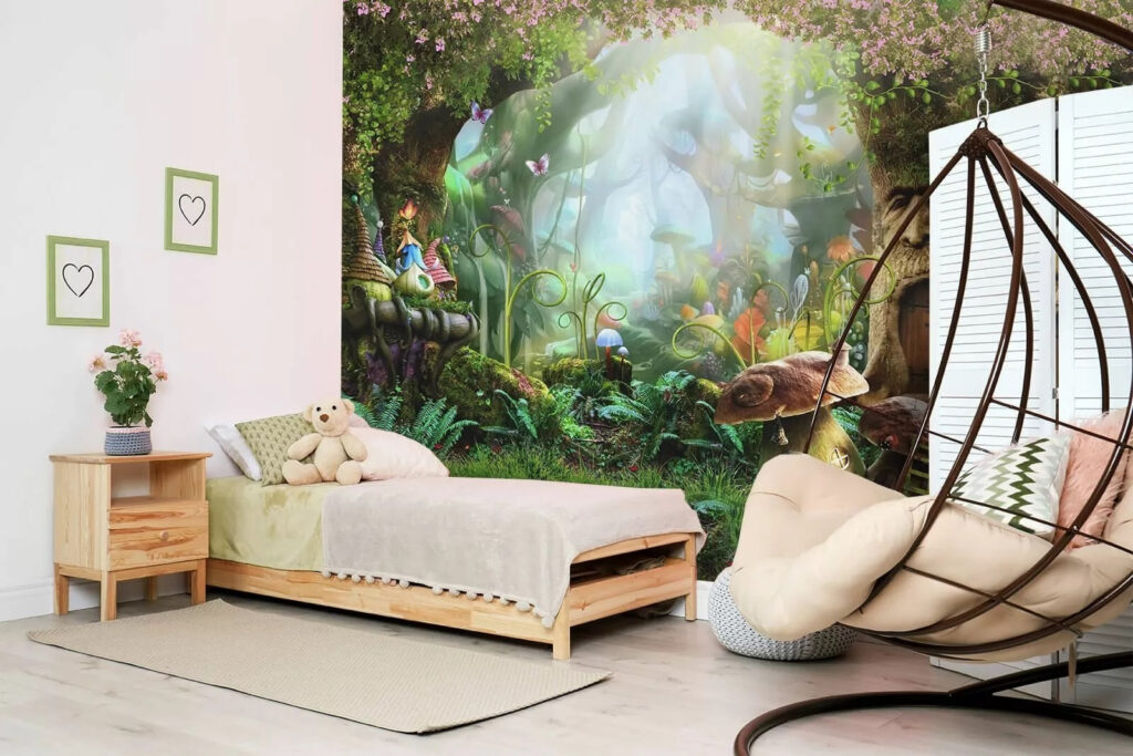 Village féerique en forêt dans un intérieur