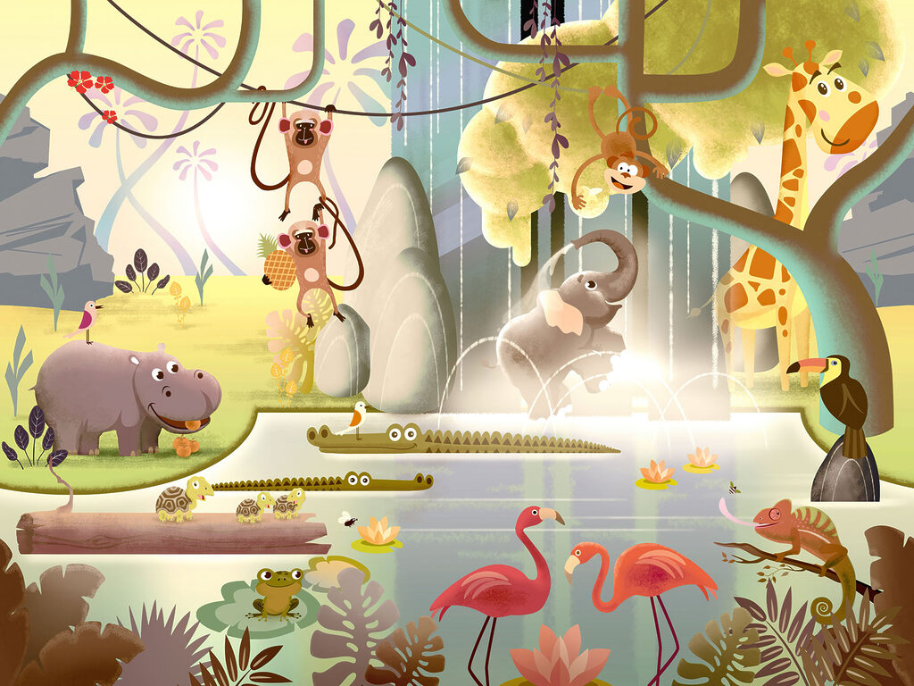 Jeux dans la jungle — motif complet