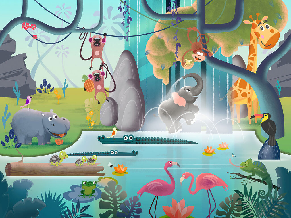 Jeux dans la jungle — motif complet