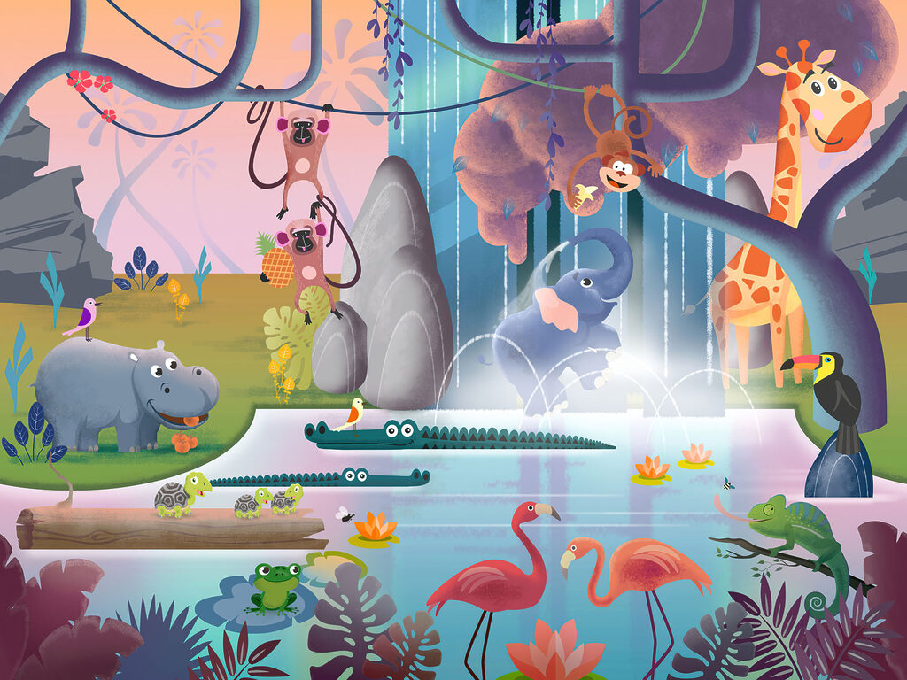 Jeux dans la jungle — motif complet