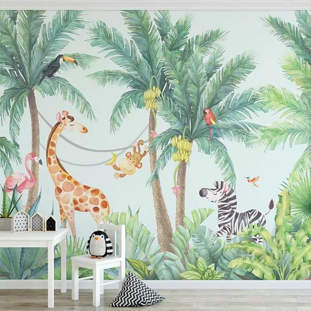 Jeux sous les palmiers dans un intérieur