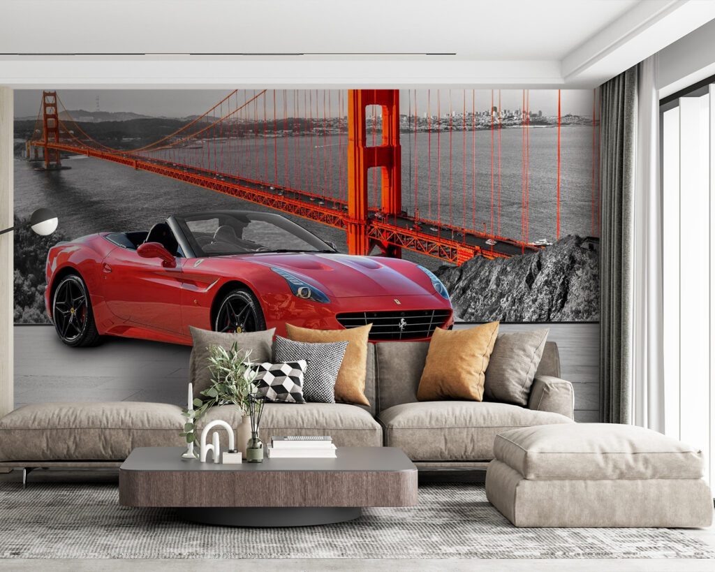 Bolide devant le pont dans un intérieur