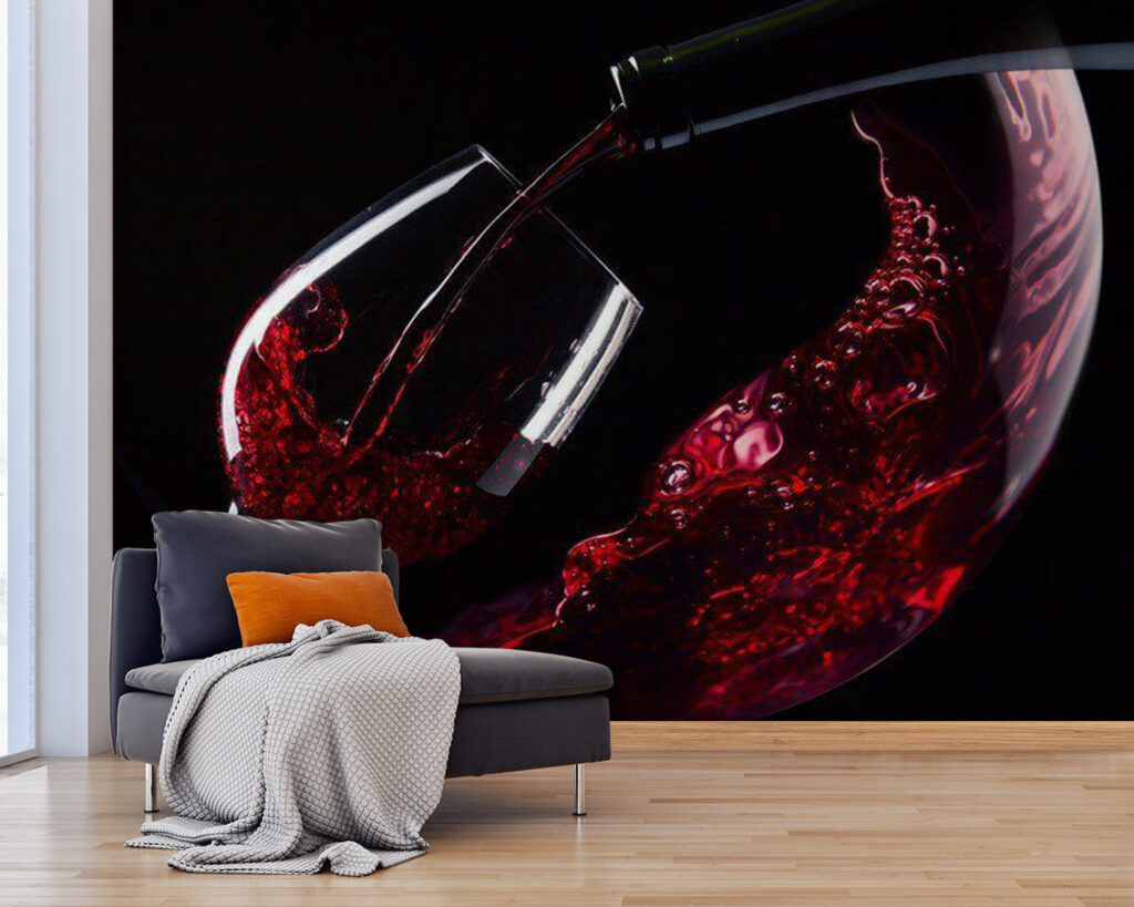 Vin rouge en mouvement dans un intérieur