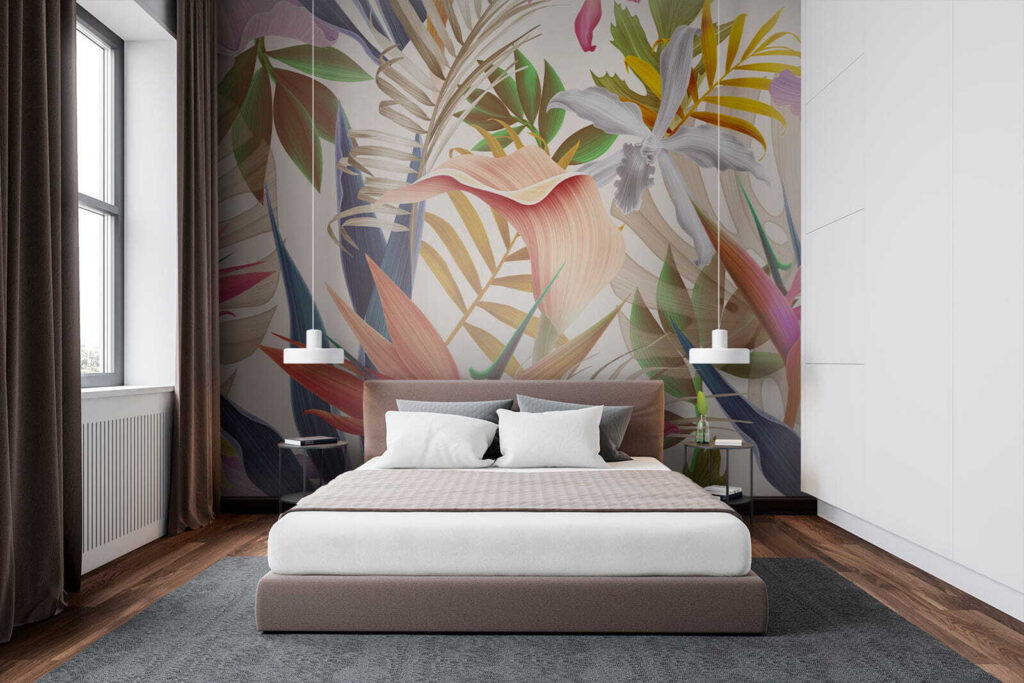 Feuilles tropicales pointues dans un intérieur