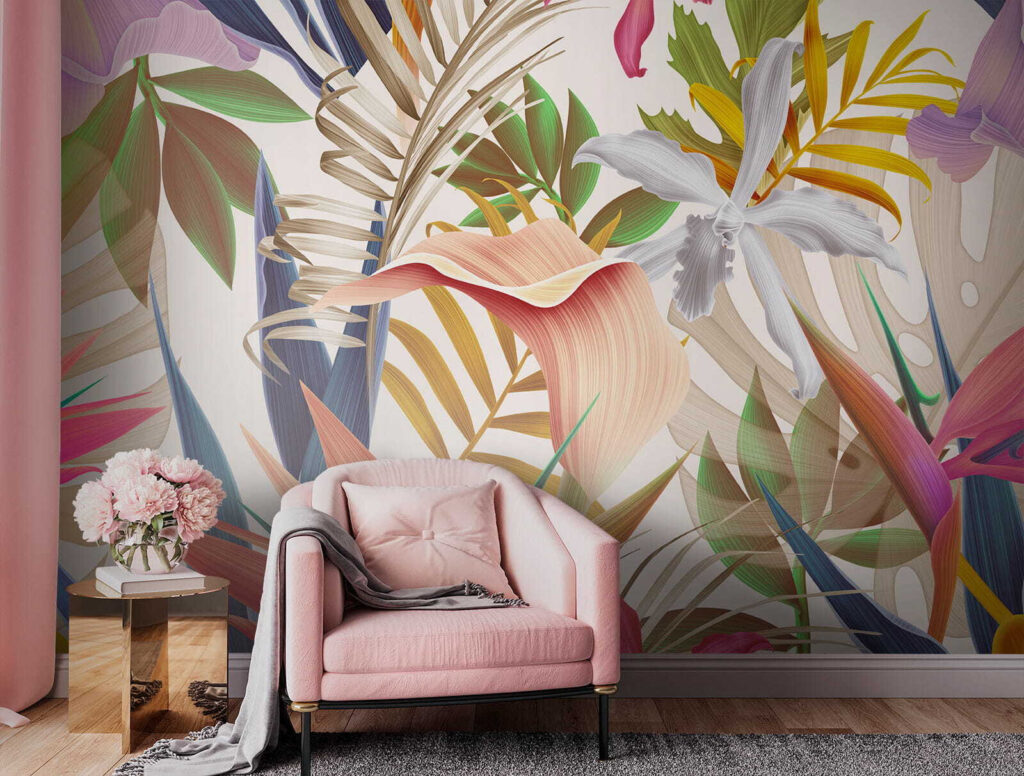 Feuilles tropicales pointues dans un intérieur