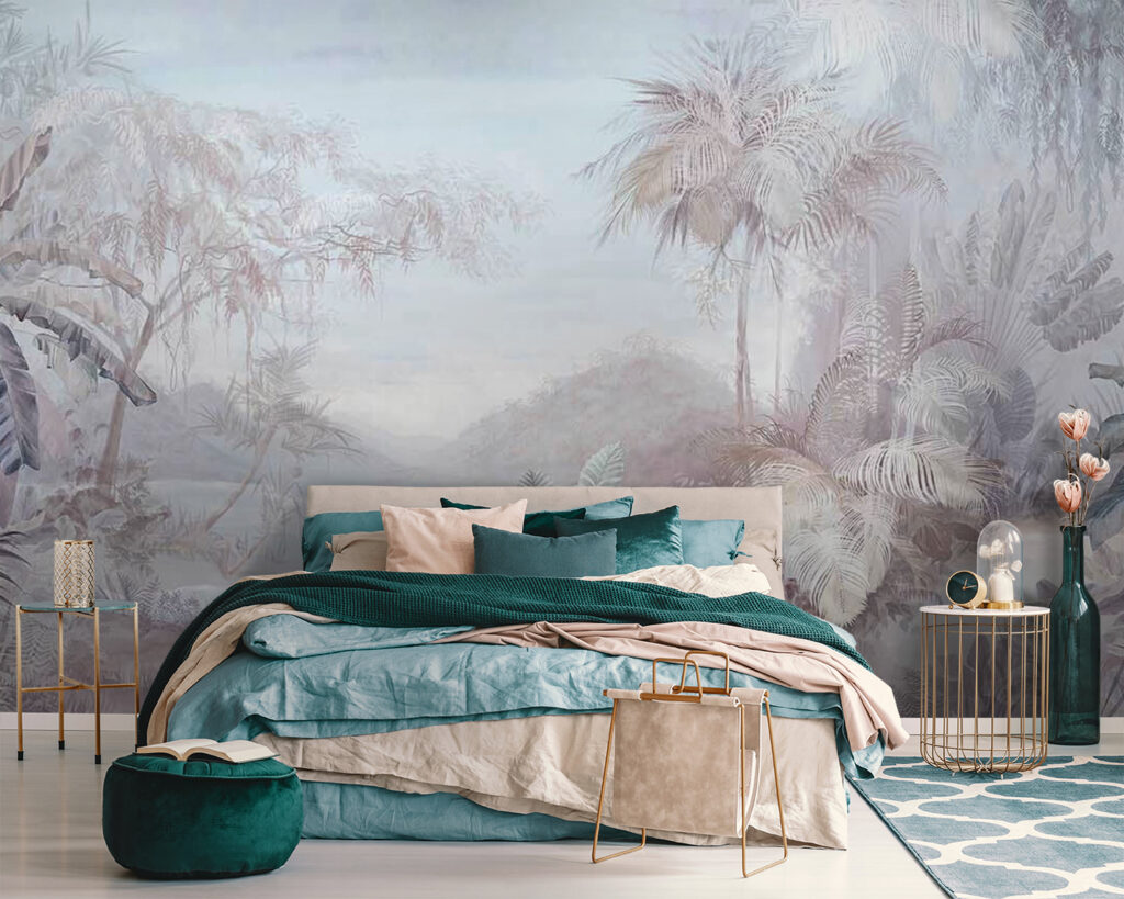 Vallée de palmiers pâles dans un intérieur