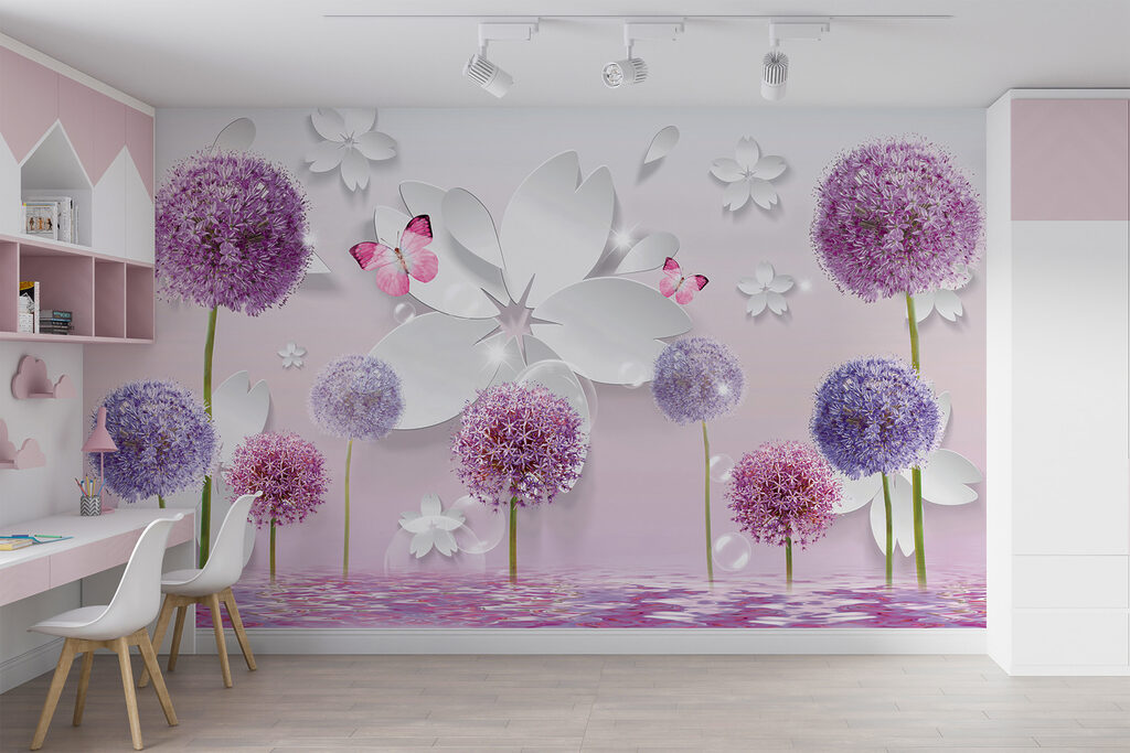 Fleurs violettes et papillons — intérieur 3