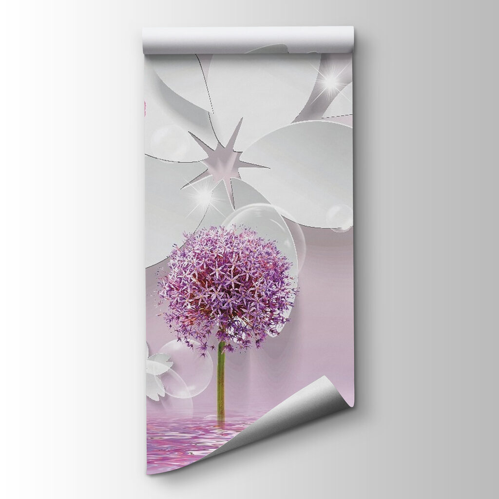 Fleurs violettes et papillons — vue du produit