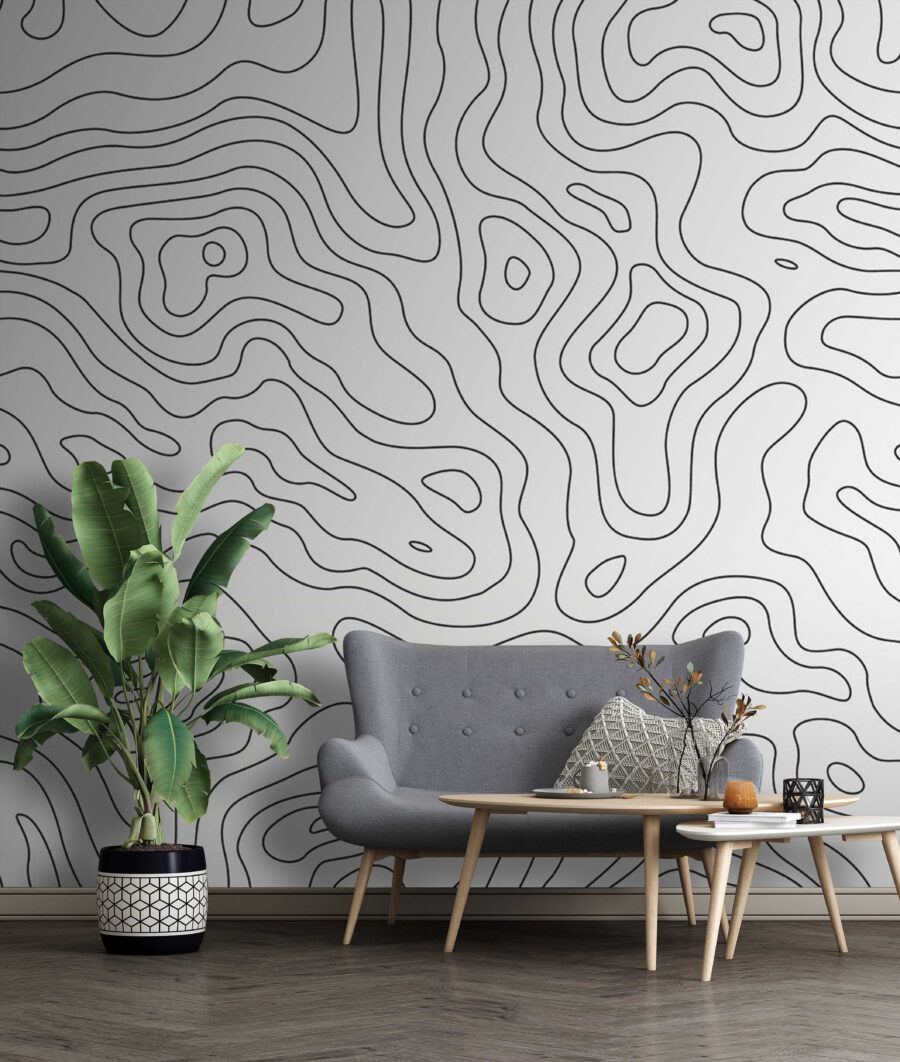 Lignes topographiques dans un intérieur