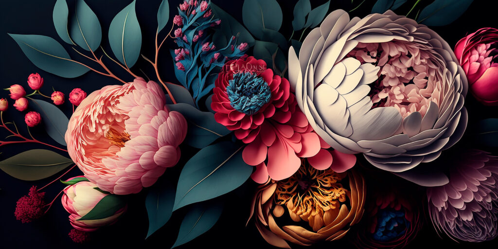 Floraison en clair-obscur — motif complet