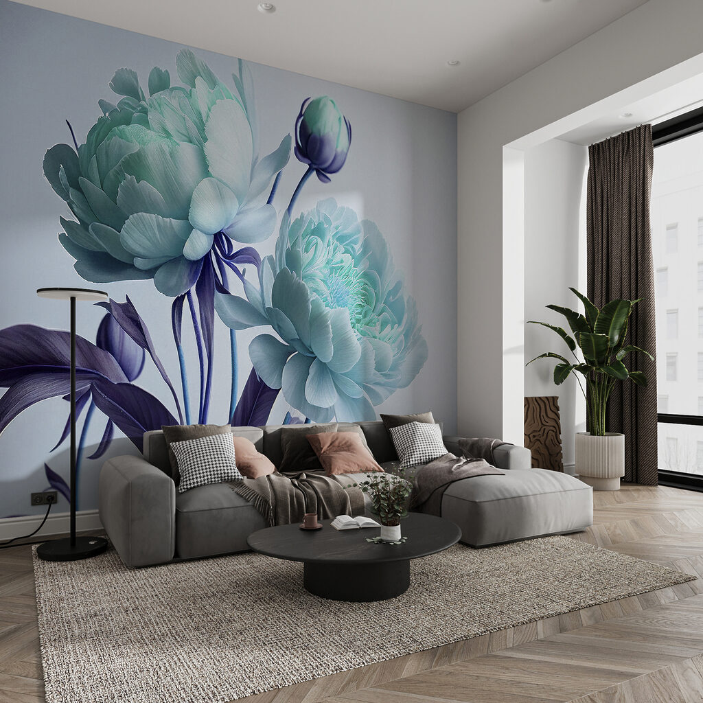 Fleurs aux longues feuilles dans un intérieur
