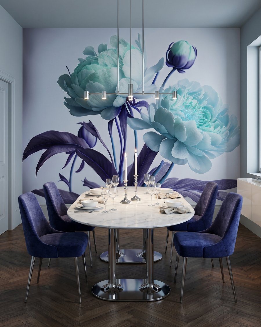 Fleurs aux longues feuilles dans un intérieur