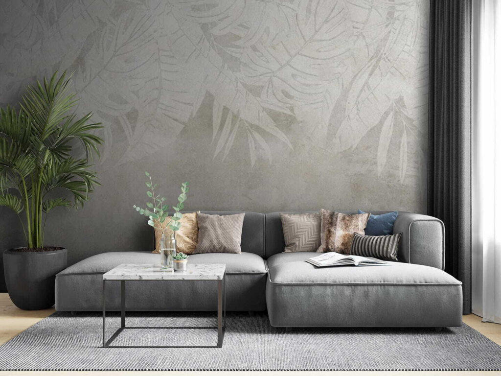 Feuilles blanches patinées dans un intérieur