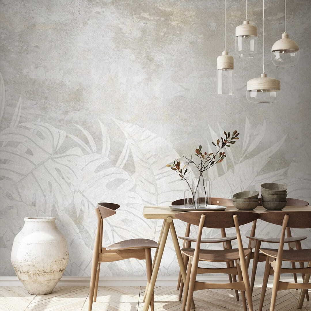Feuilles blanches patinées dans un intérieur