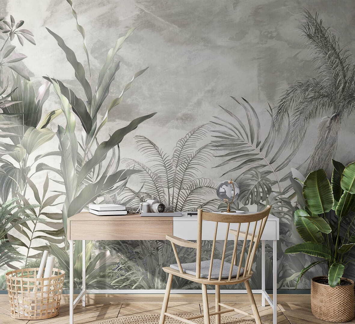 Jardin gris-vert dans un intérieur