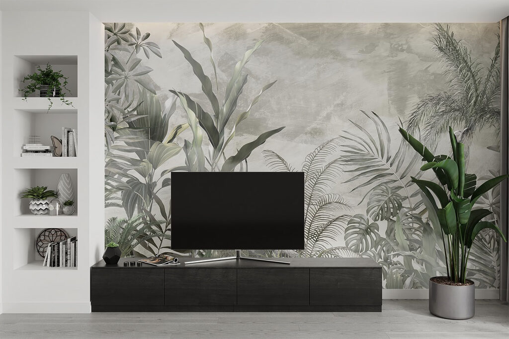 Jardin gris-vert dans un intérieur