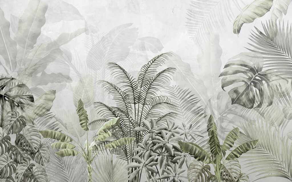 Feuillage tropical en strates — motif complet