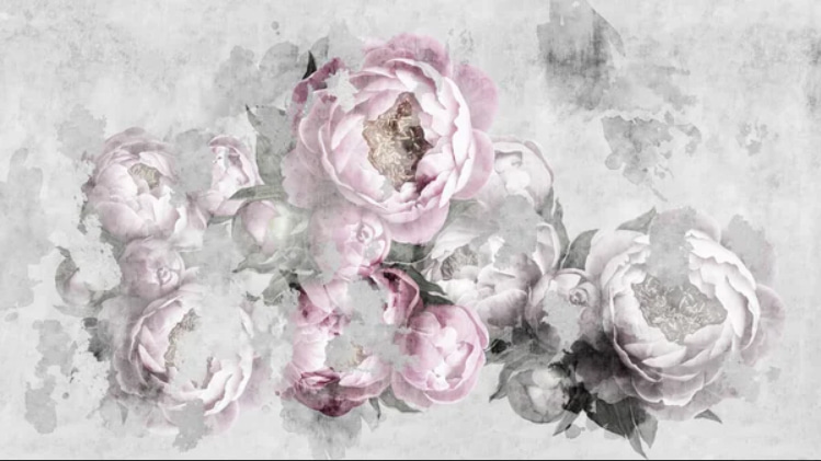 Douces fleurs roses — motif complet
