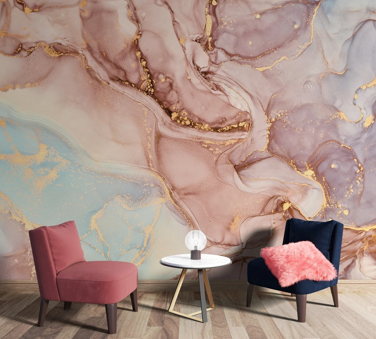 Aplats aux pastels chauds dans un intérieur