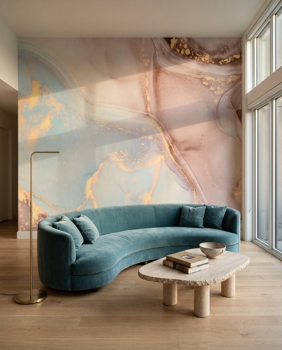 Aplats aux pastels chauds dans un intérieur