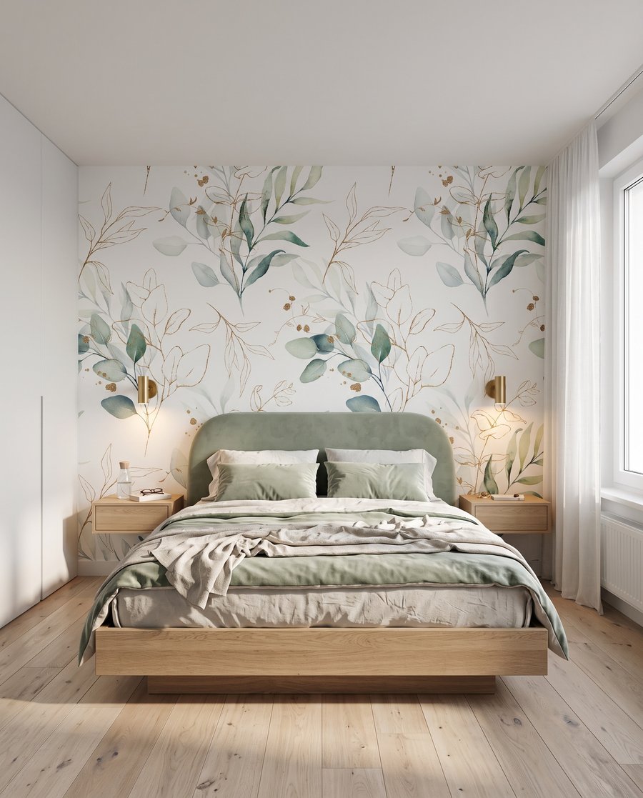 Rameaux fleuris à l’aquarelle dans un intérieur