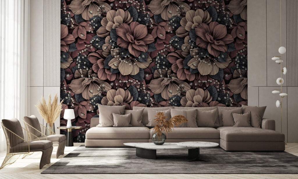 Fleurs brun-rouge dans l’ombre dans un intérieur