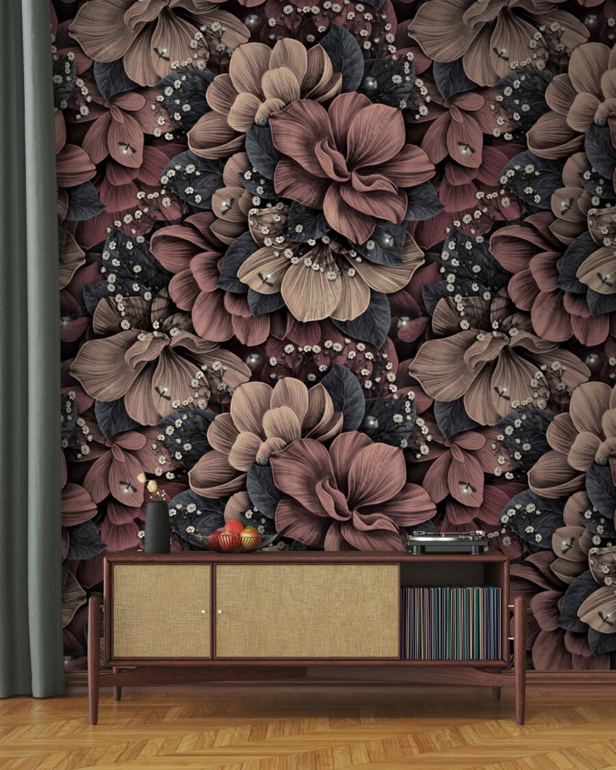 Fleurs brun-rouge dans l’ombre dans un intérieur
