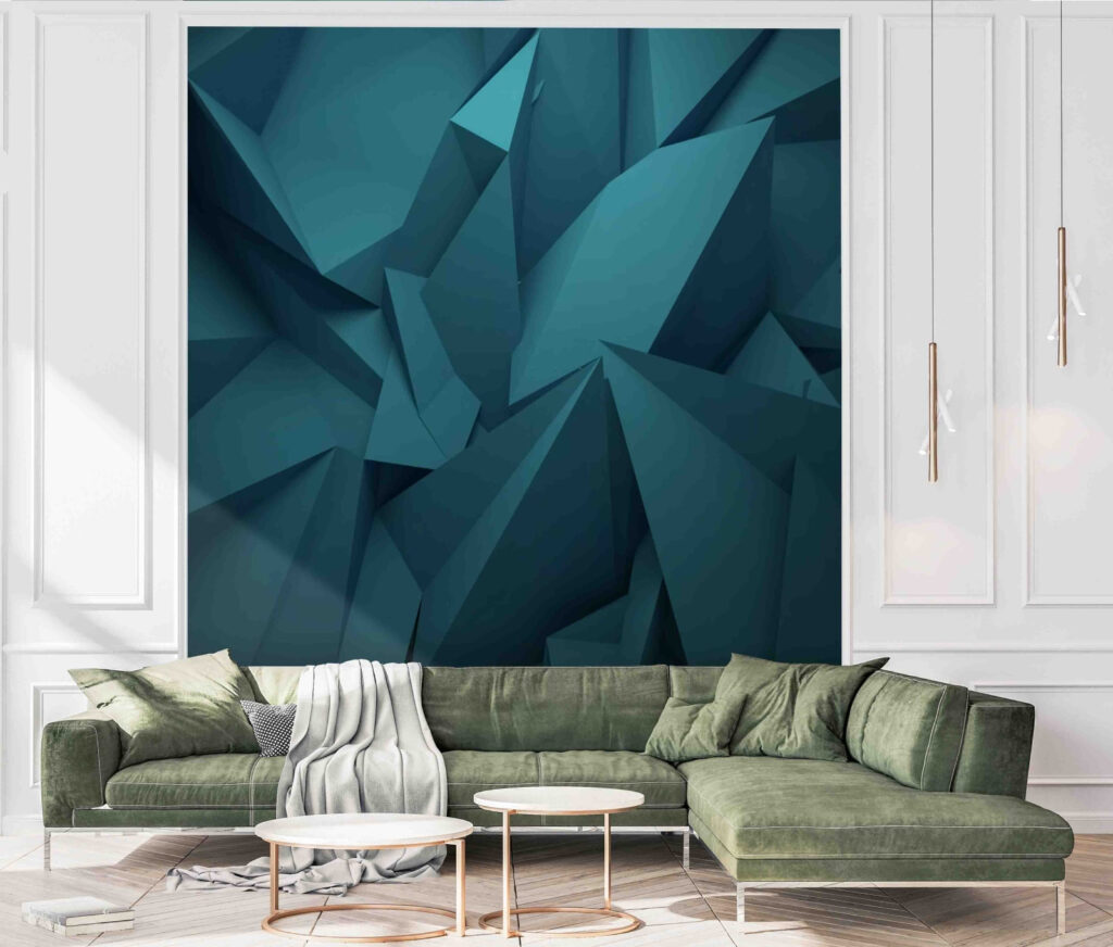 Facettes turquoise et ombres dans un intérieur