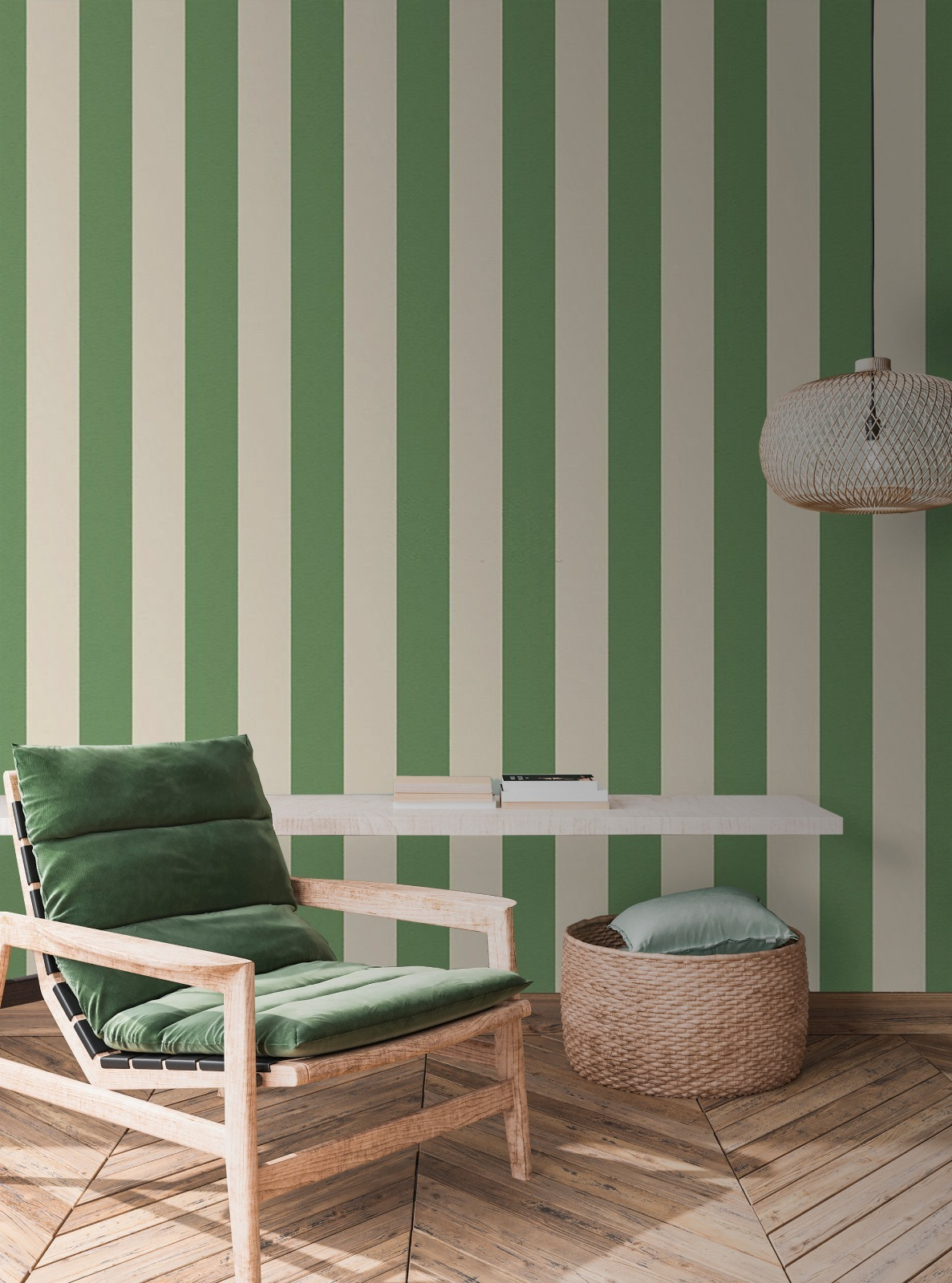 Rayures vertes et beiges — intérieur 1