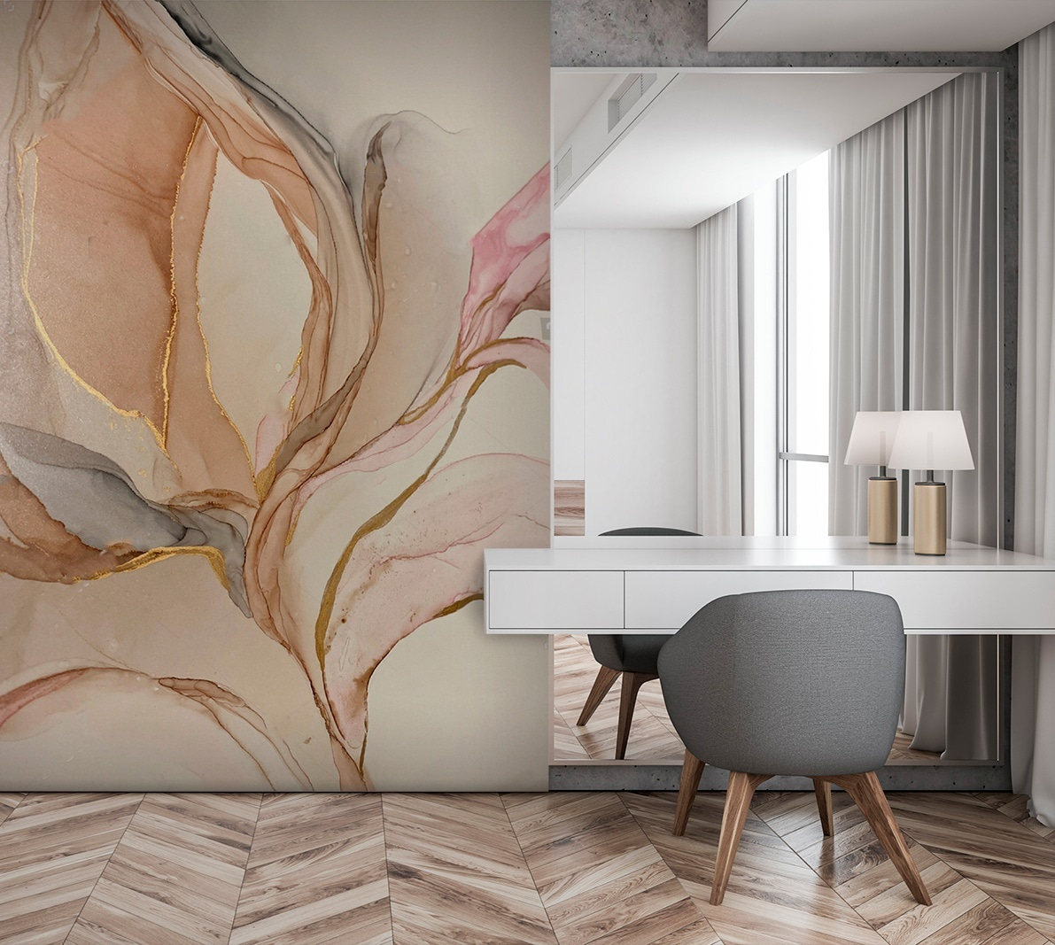 Fleur en nervures dans un intérieur