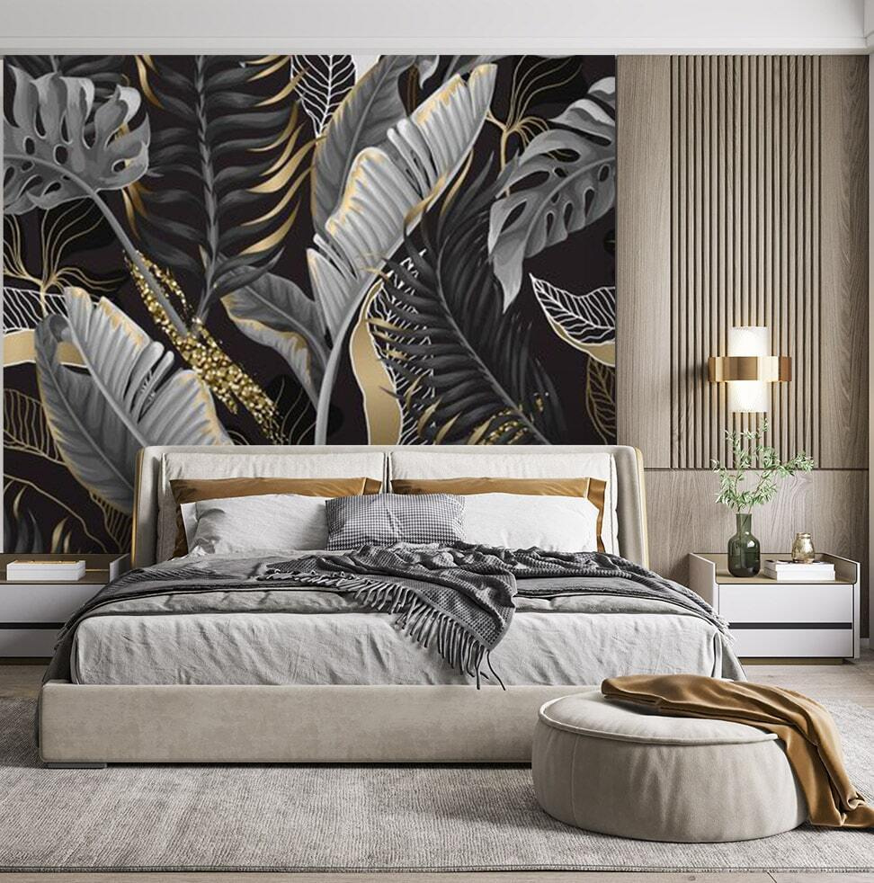 Feuilles sombres nervurées dans un intérieur