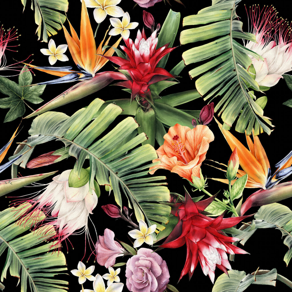 Fleurs jaillissantes — motif complet