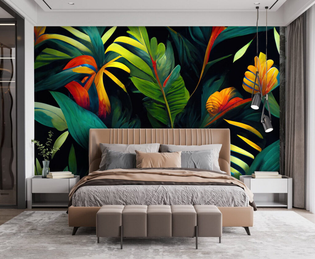 Feuilles colorées sur noir — intérieur 2