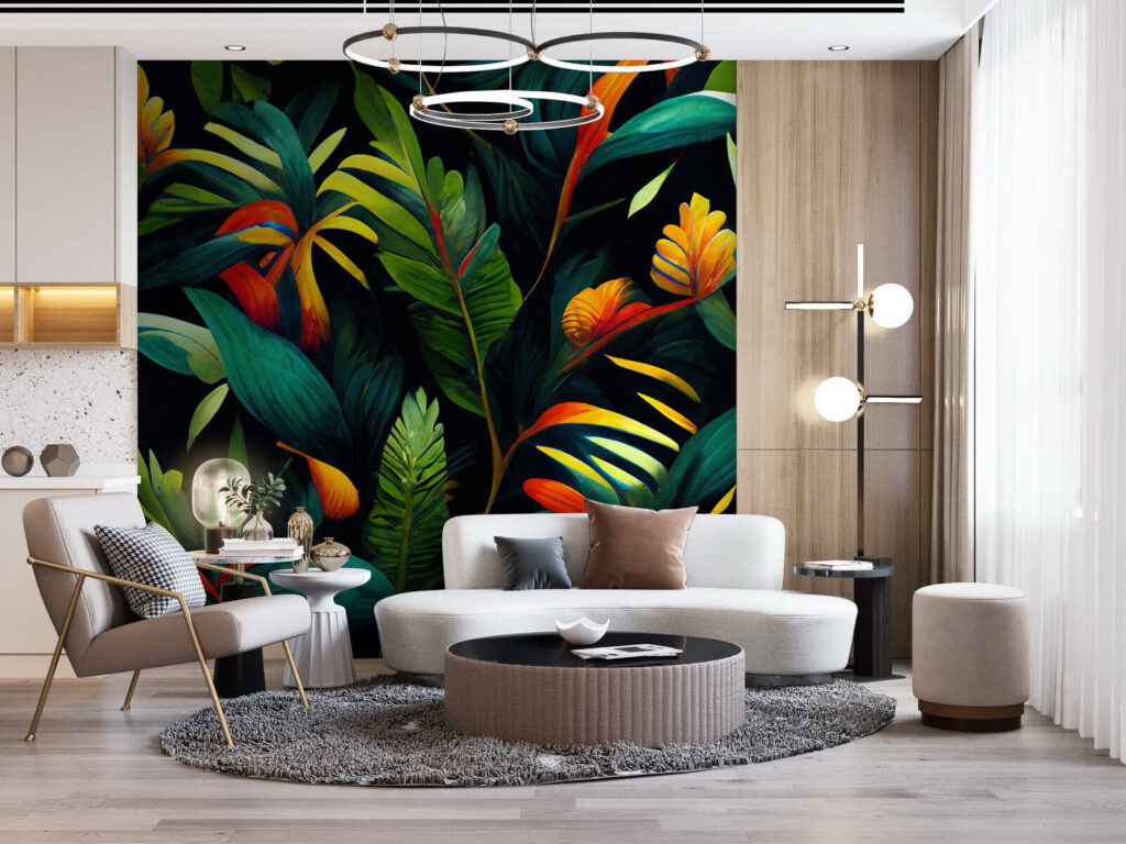 Feuilles colorées sur noir — intérieur 3