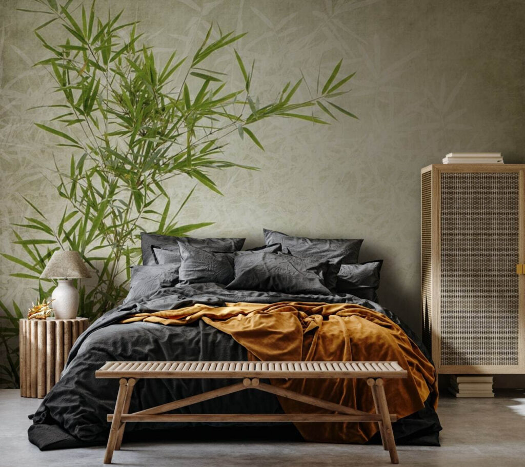 Bambou en vert tendre dans un intérieur