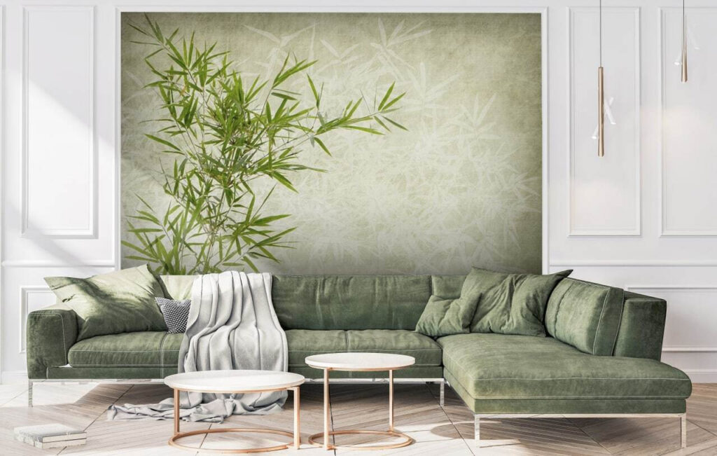 Bambou en vert tendre dans un intérieur