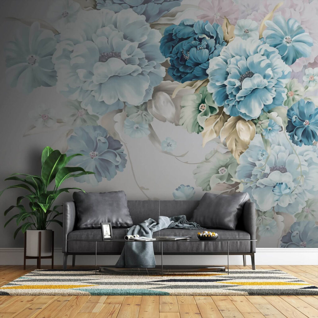 Fleurs en bleu tendre — intérieur 1