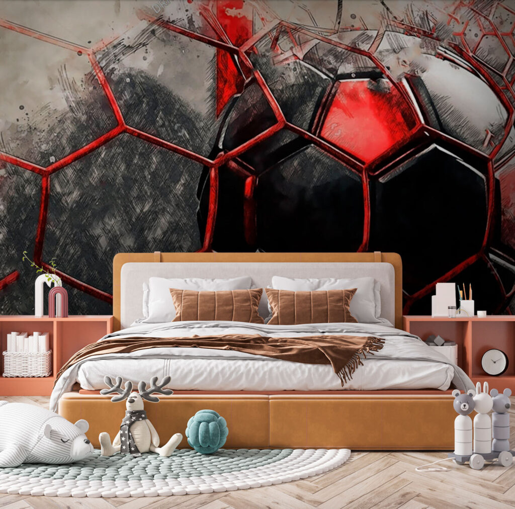 Ballon rouge sur filet dans un intérieur