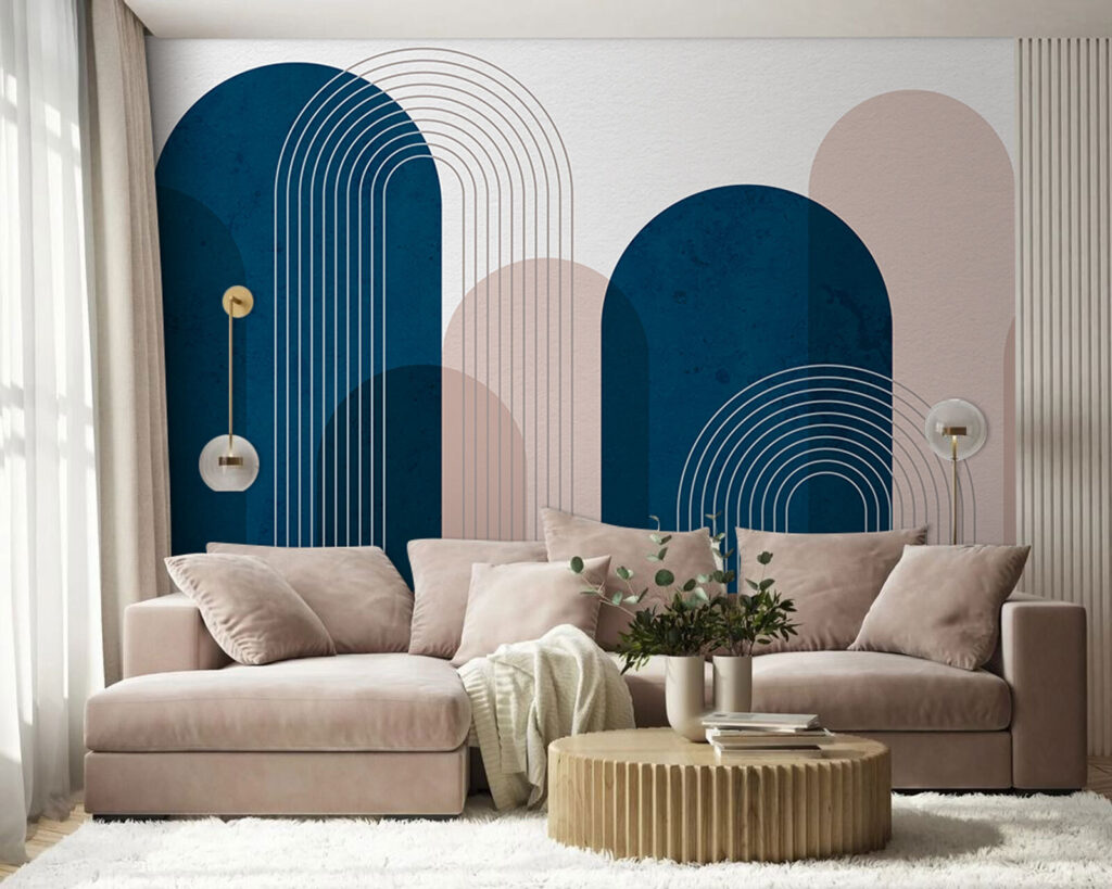 Arches et fines courbes dans un intérieur