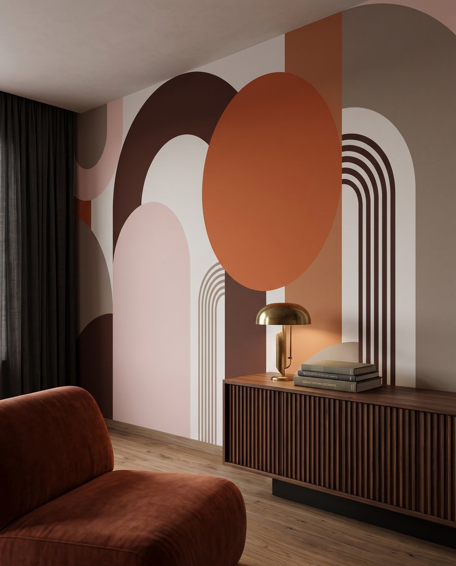 Arches chaudes et cannelées dans un intérieur