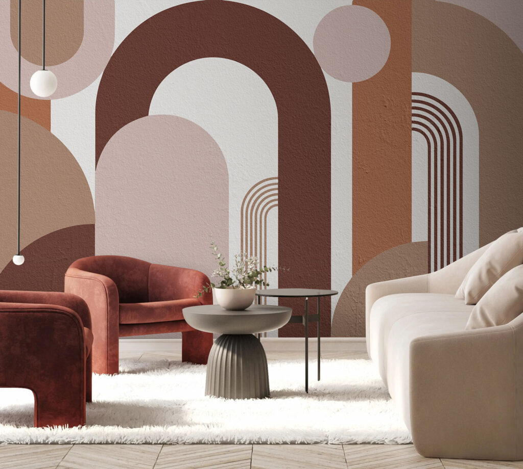Arches chaudes et cannelées dans un intérieur