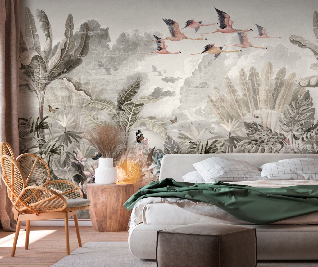Envolée au-dessus des fleurs dans un intérieur