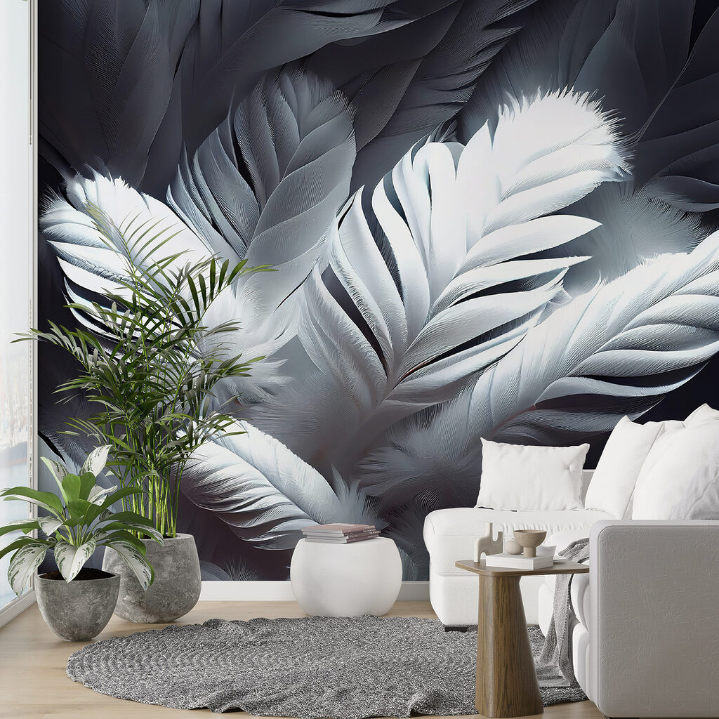 Plumes entre les ombres dans un intérieur