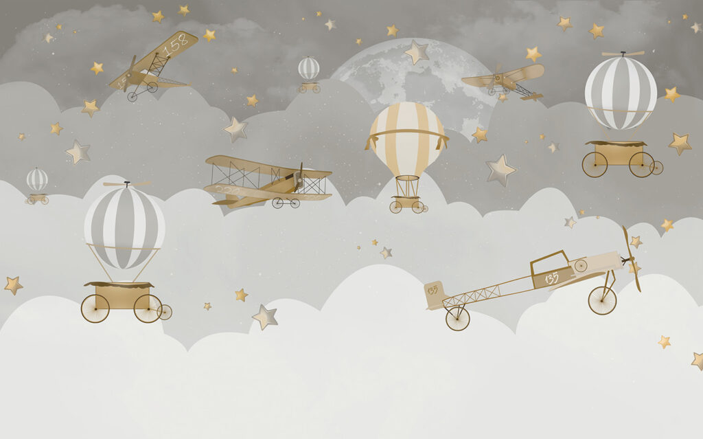 Ballons et petits avions — motif complet