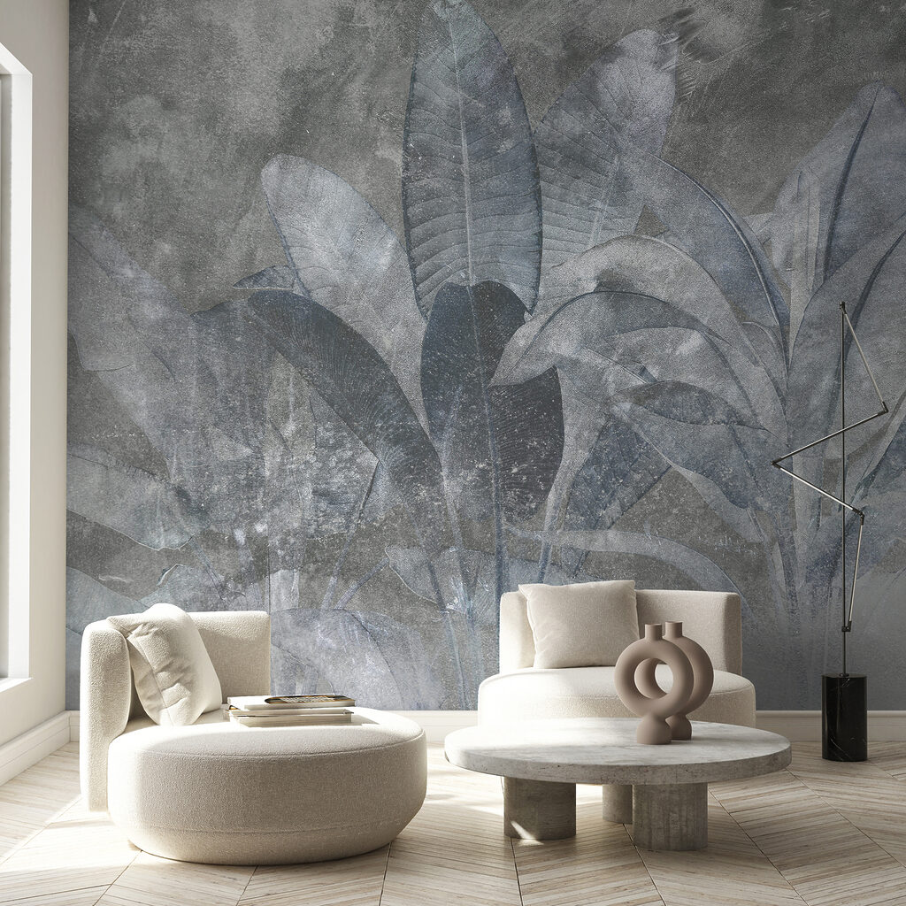 Feuillage tropical embrumé dans un intérieur