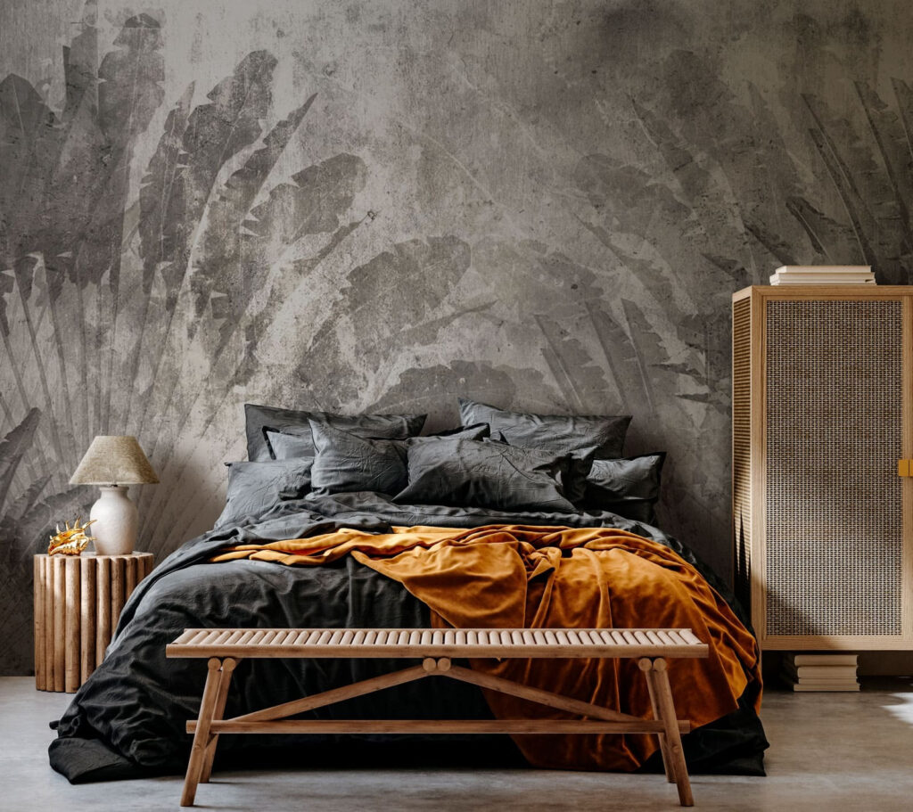 Ombres végétales sur gris dans un intérieur