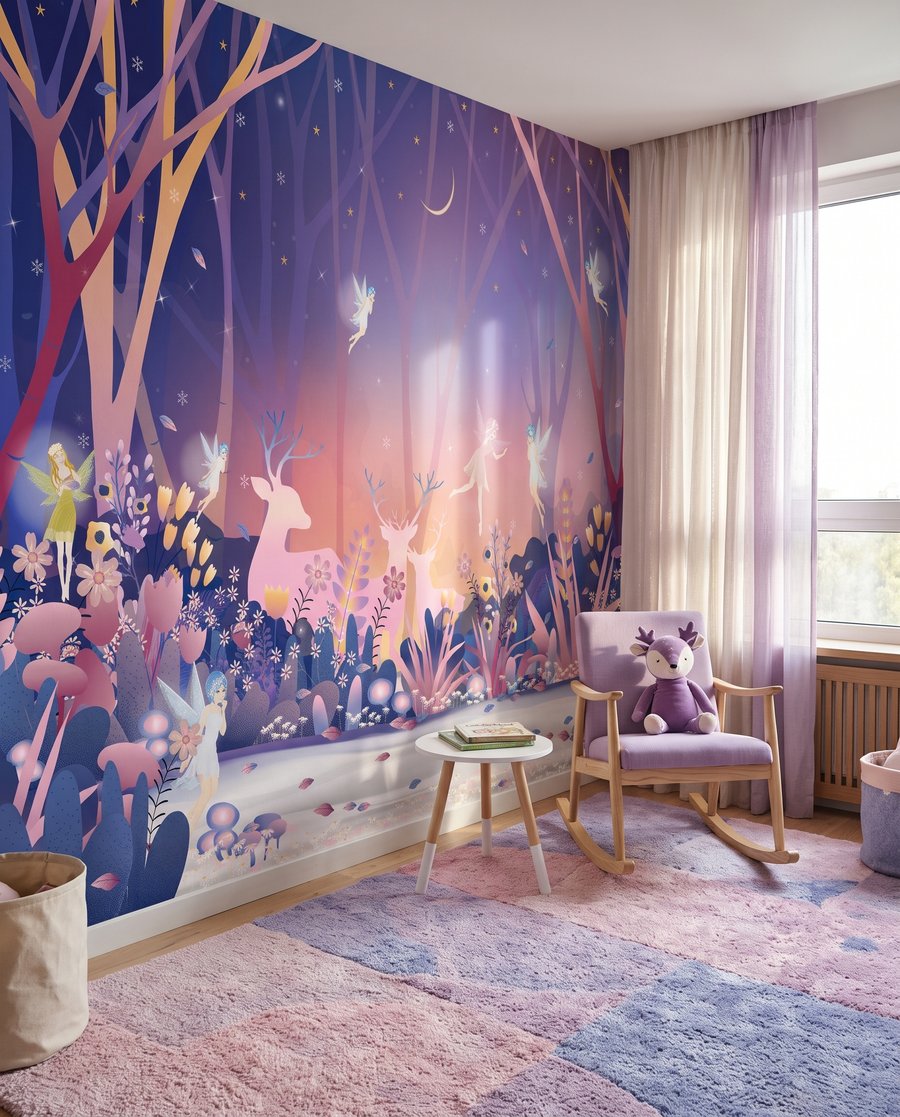 Cerfs au jardin enchanté dans un intérieur
